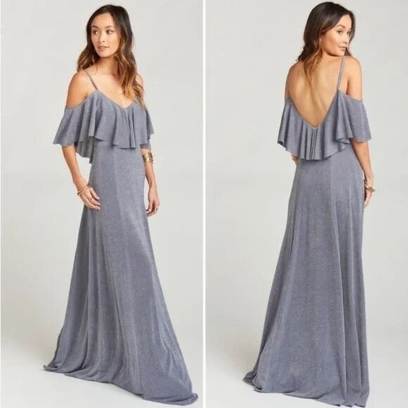 Show Me Your Mumu Dress Womens Small Renee Maxi Ruffle Dancing Queen Shine Smoke - Picture 2 of 12